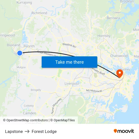 Lapstone to Forest Lodge map
