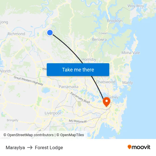 Maraylya to Forest Lodge map