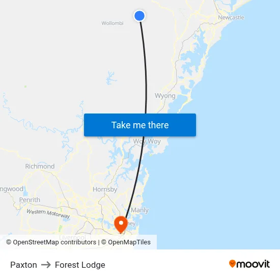 Paxton to Forest Lodge map