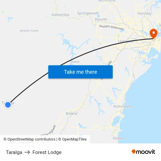 Taralga to Forest Lodge map