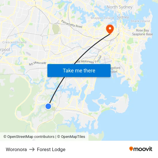 Woronora to Forest Lodge map