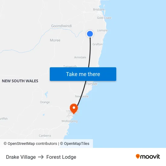 Drake Village to Forest Lodge map