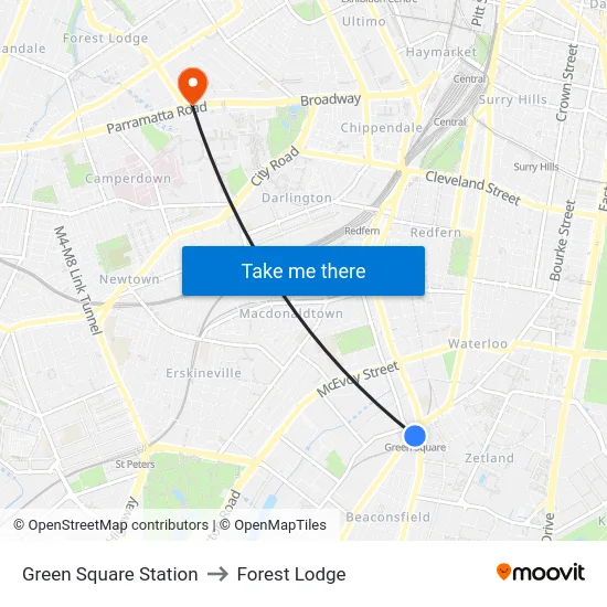 Green Square Station to Forest Lodge map