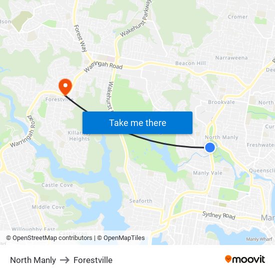 North Manly to Forestville map