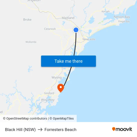 Black Hill (NSW) to Forresters Beach map