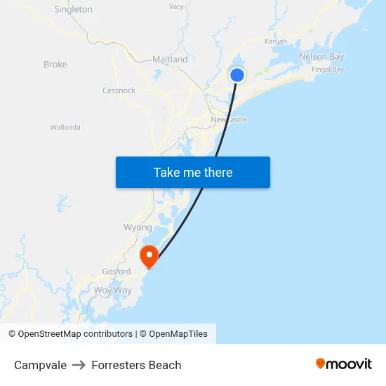 Campvale to Forresters Beach map