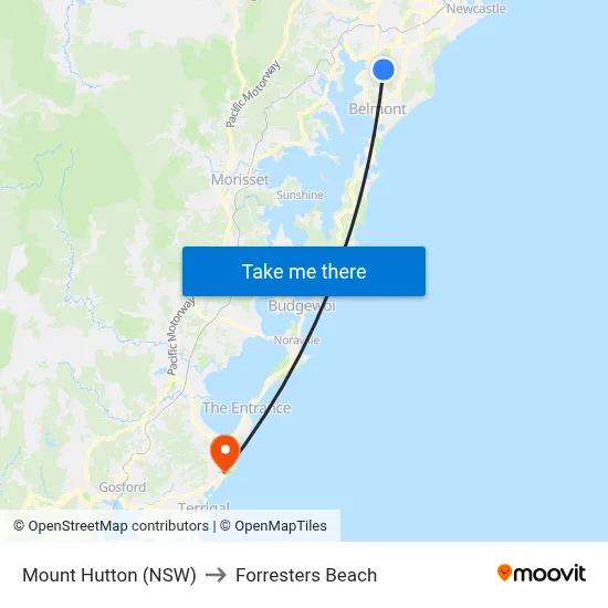 Mount Hutton (NSW) to Forresters Beach map