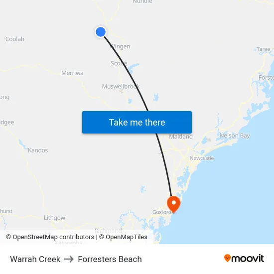 Warrah Creek to Forresters Beach map