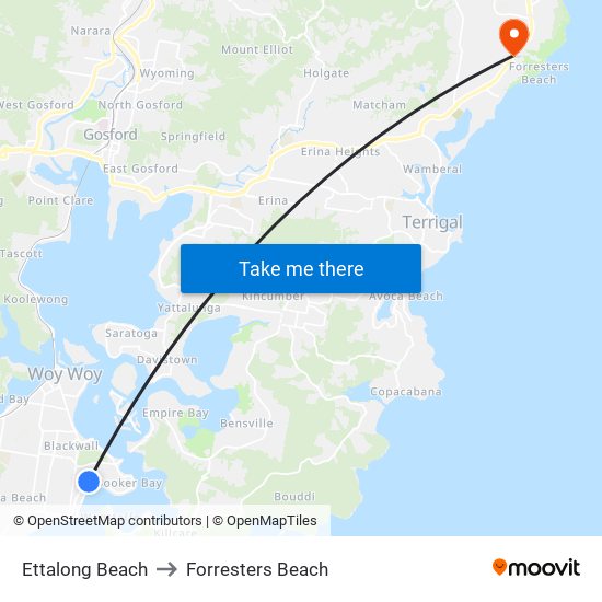 Ettalong Beach to Forresters Beach map