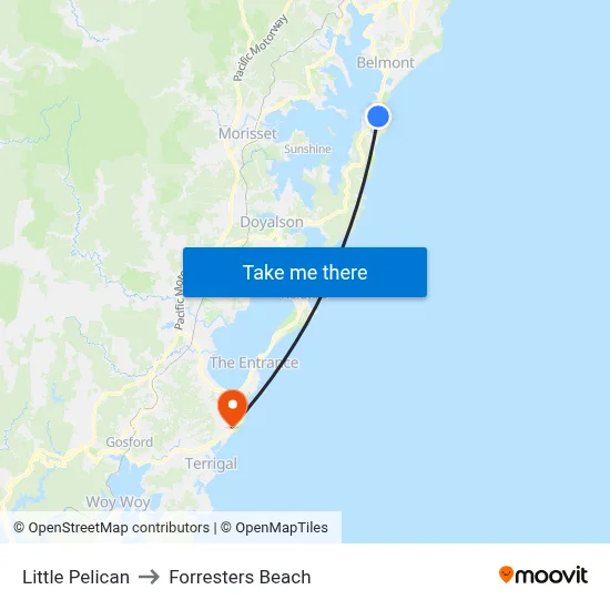 Little Pelican to Forresters Beach map