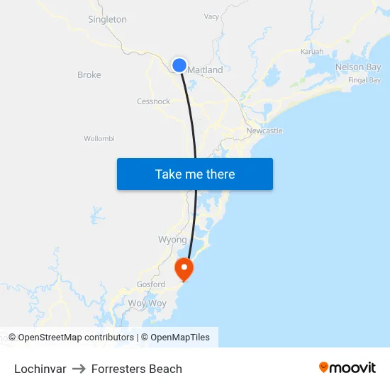 Lochinvar to Forresters Beach map