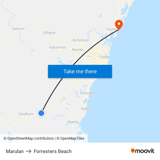 Marulan to Forresters Beach map