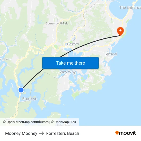 Mooney Mooney to Forresters Beach map
