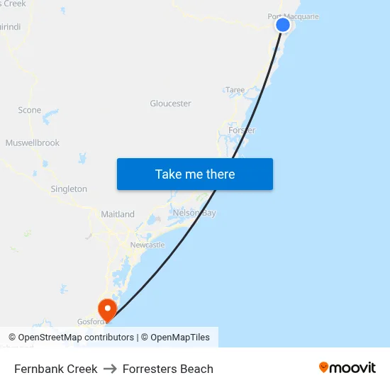 Fernbank Creek to Forresters Beach map