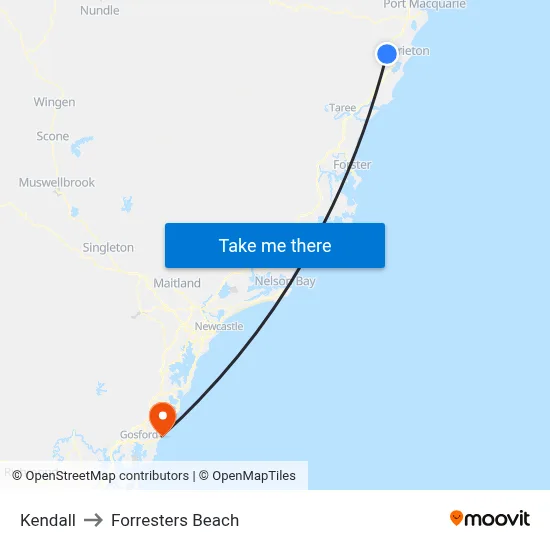 Kendall to Forresters Beach map