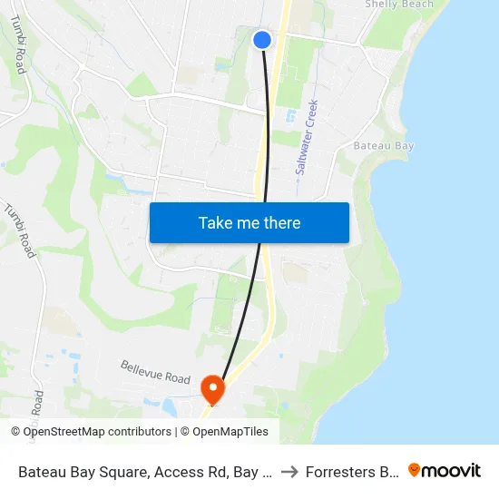 Bateau Bay Square, Access Rd, Bay Village Rd to Forresters Beach map