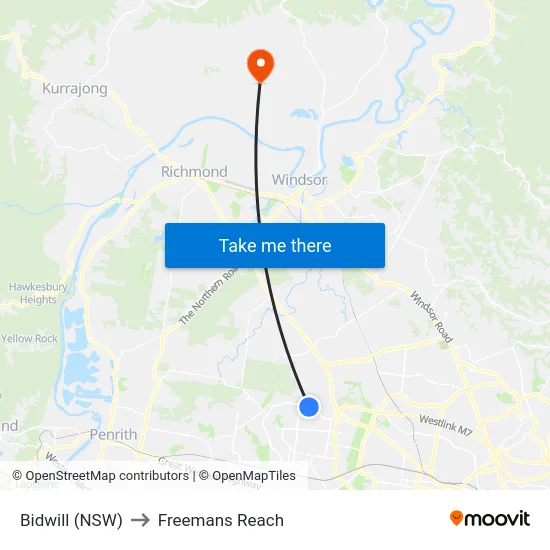 Bidwill (NSW) to Freemans Reach map