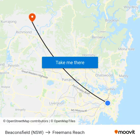 Beaconsfield (NSW) to Freemans Reach map