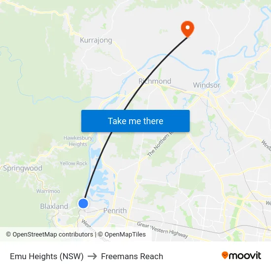 Emu Heights (NSW) to Freemans Reach map