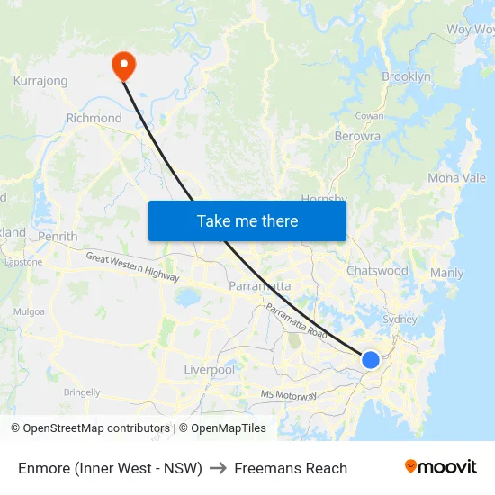 Enmore (Inner West - NSW) to Freemans Reach map