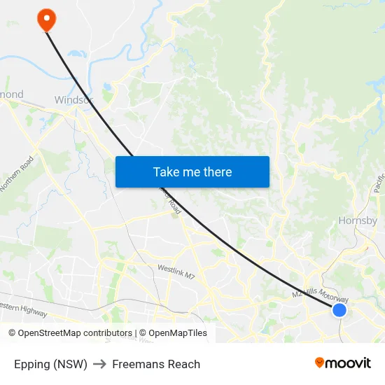 Epping (NSW) to Freemans Reach map