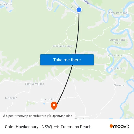 Colo (Hawkesbury - NSW) to Freemans Reach map