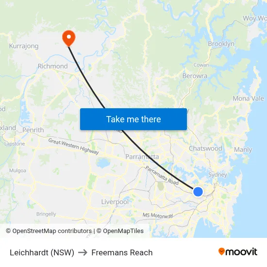 Leichhardt (NSW) to Freemans Reach map