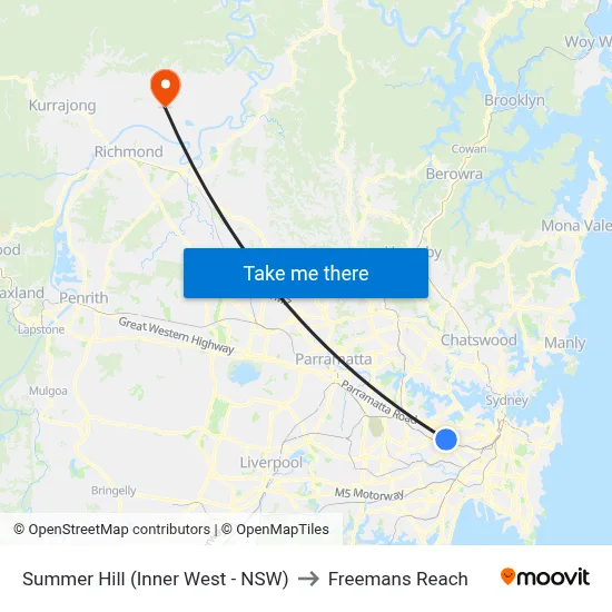 Summer Hill (Inner West - NSW) to Freemans Reach map