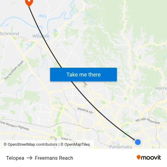 Telopea to Freemans Reach map