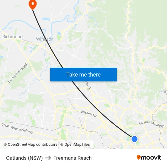 Oatlands (NSW) to Freemans Reach map