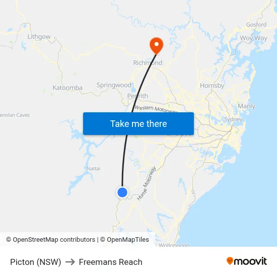 Picton (NSW) to Freemans Reach map