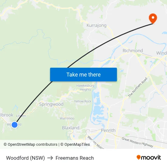 Woodford (NSW) to Freemans Reach map