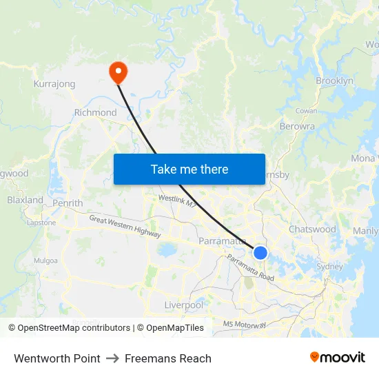 Wentworth Point to Freemans Reach map
