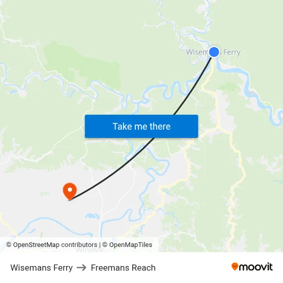 Wisemans Ferry to Freemans Reach map