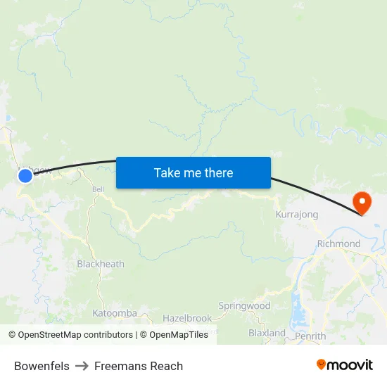 Bowenfels to Freemans Reach map