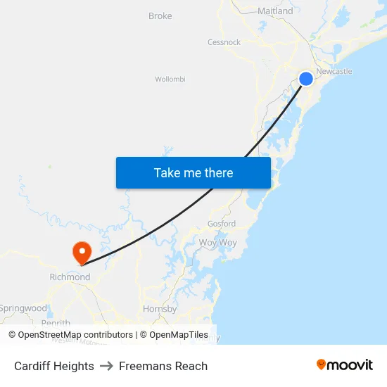 Cardiff Heights to Freemans Reach map