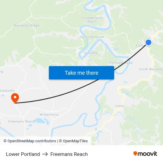 Lower Portland to Freemans Reach map
