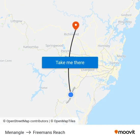 Menangle to Freemans Reach map