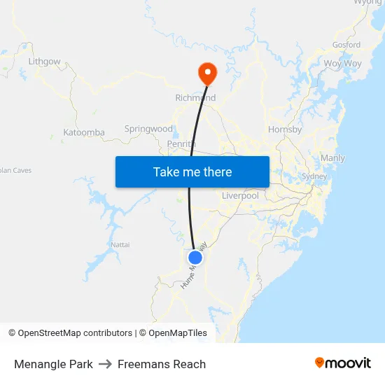 Menangle Park to Freemans Reach map