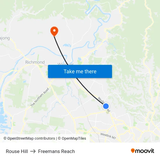 Rouse Hill to Freemans Reach map