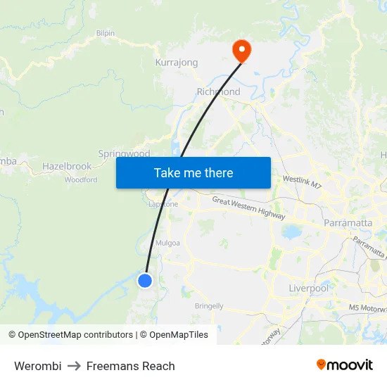 Werombi to Freemans Reach map