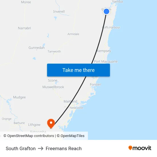 South Grafton to Freemans Reach map