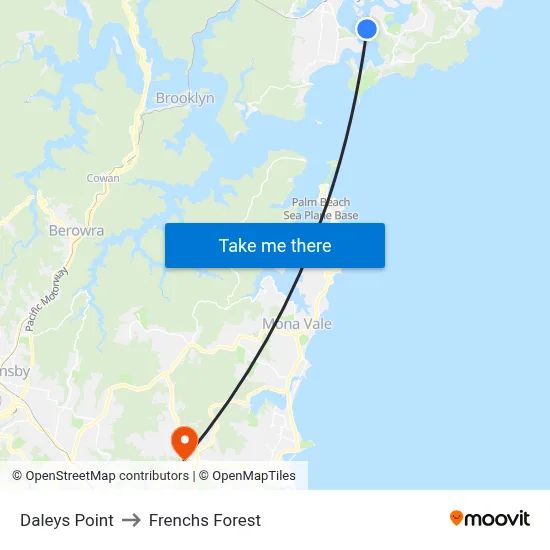 Daleys Point to Frenchs Forest map