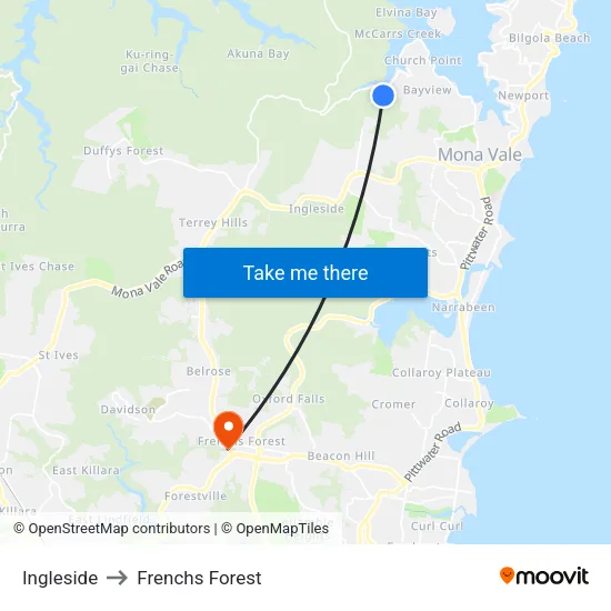 Ingleside to Frenchs Forest map