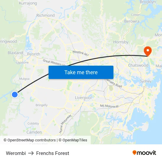 Werombi to Frenchs Forest map