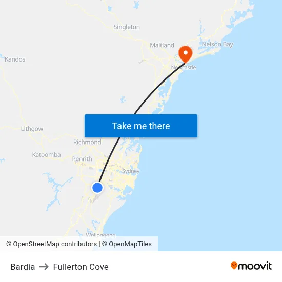 Bardia to Fullerton Cove map