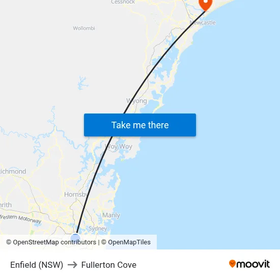 Enfield (NSW) to Fullerton Cove map