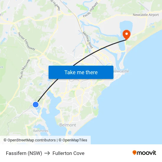 Fassifern (NSW) to Fullerton Cove map