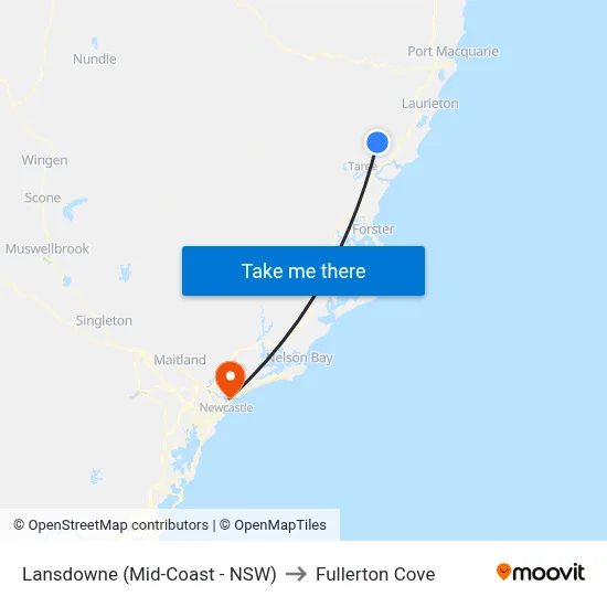 Lansdowne (Mid-Coast - NSW) to Fullerton Cove map