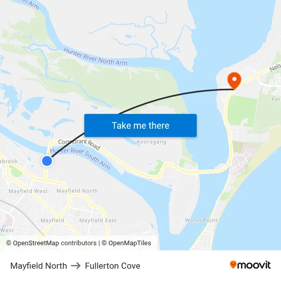 Mayfield North to Fullerton Cove map